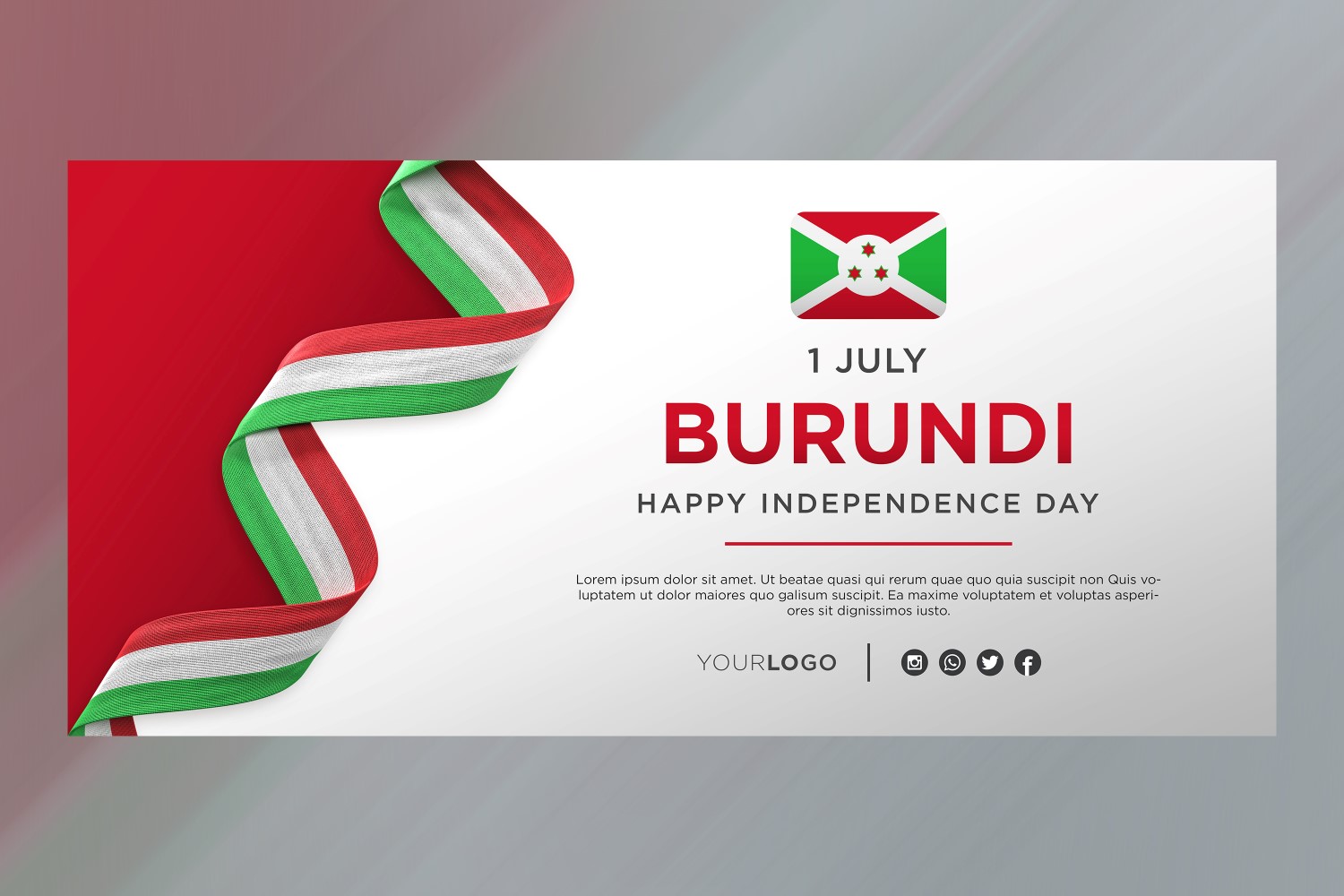 Burundi National Independence Day Celebration Banner, National Anniversary