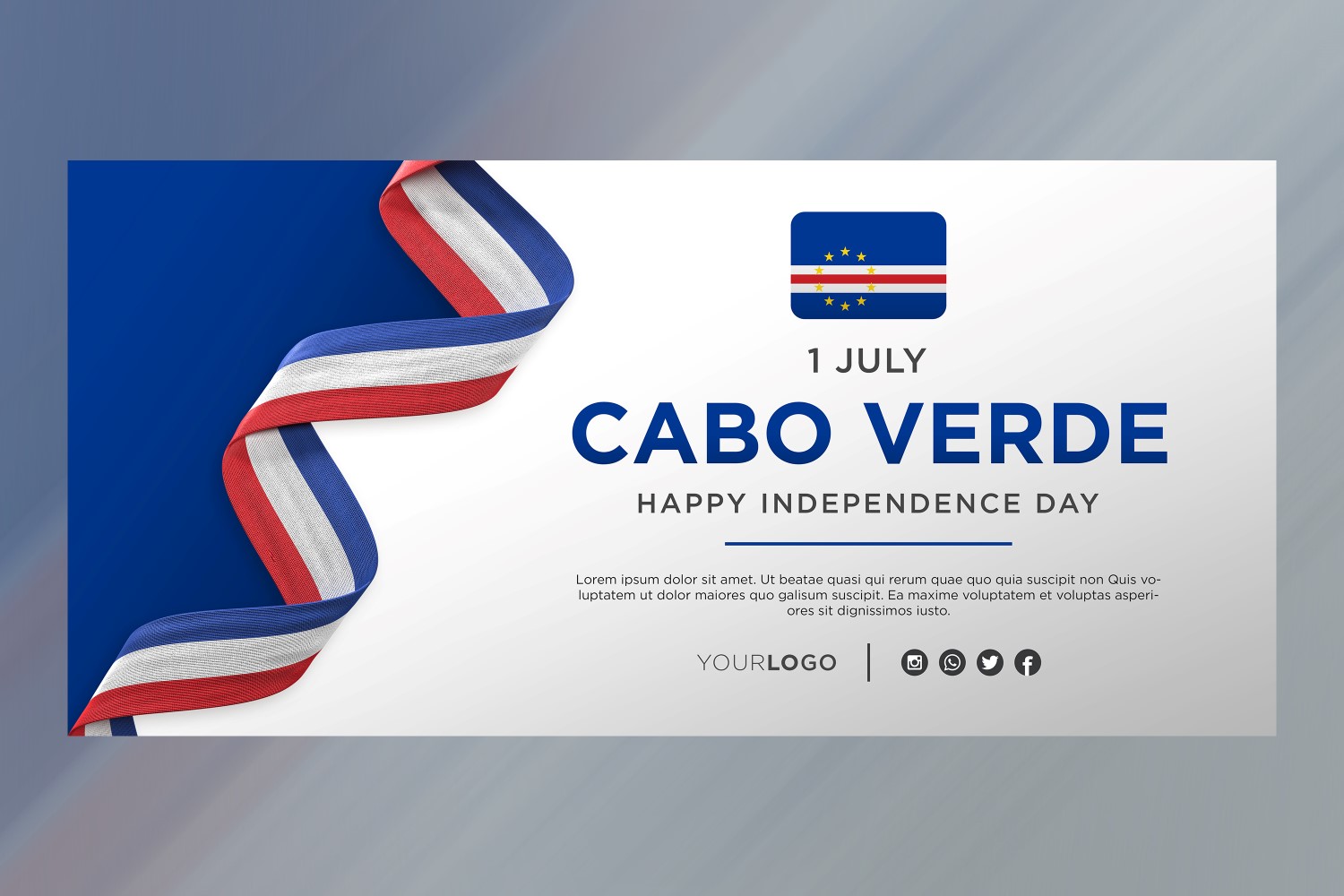 Cabo Verde National Independence Day Celebration Banner, National Anniversary