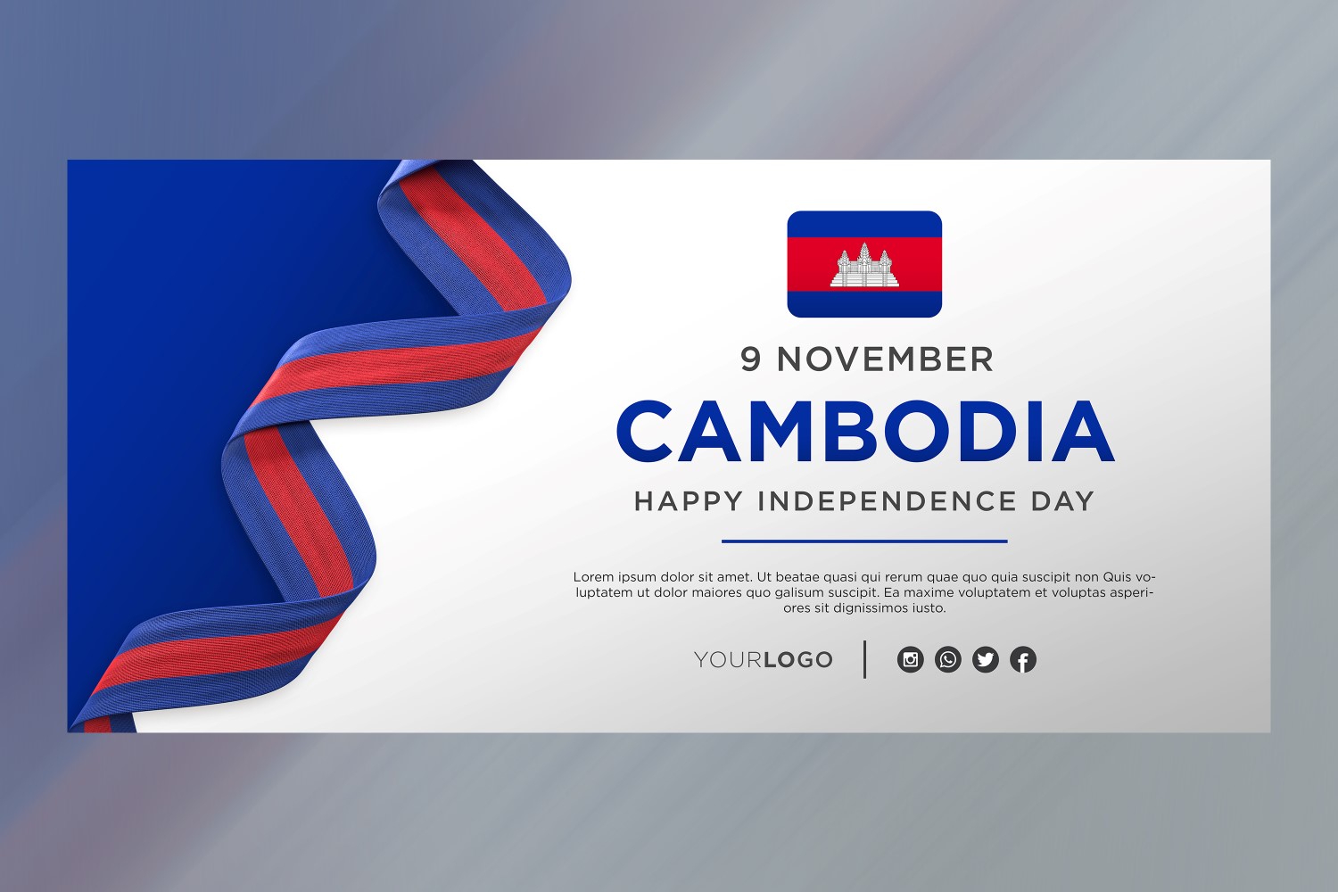 Cambodia National Independence Day Celebration Banner, National Anniversary