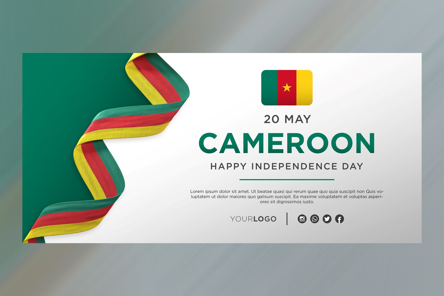 Cameroon National Independence Day Celebration Banner, National Anniversary