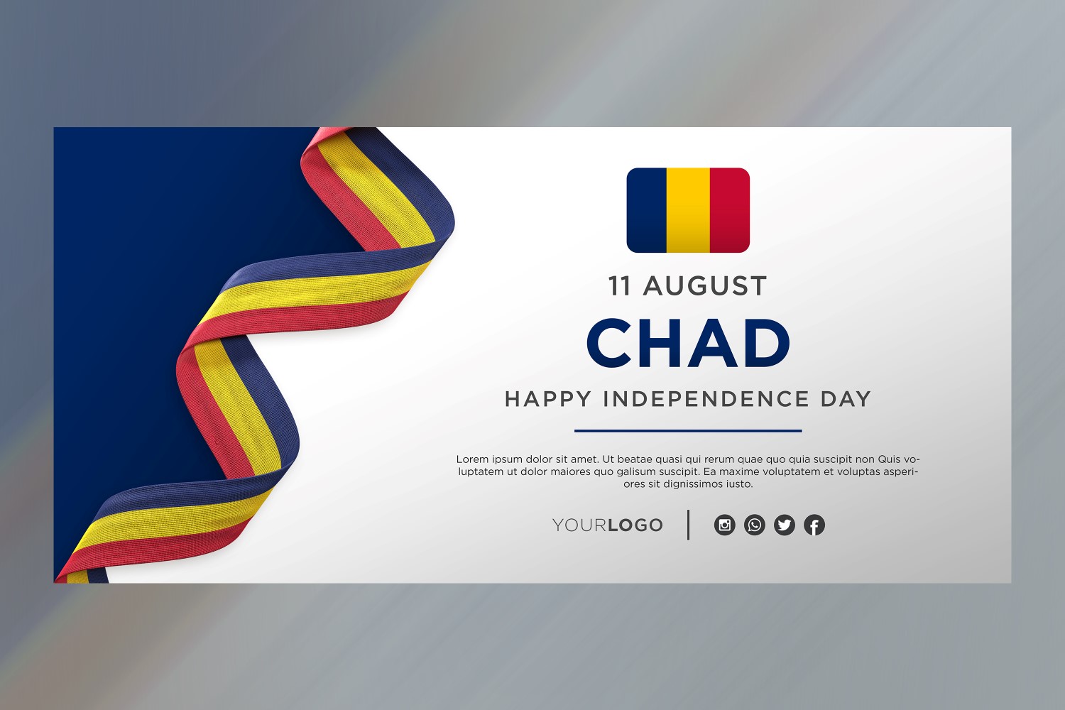 Chad National Independence Day Celebration Banner, National Anniversary