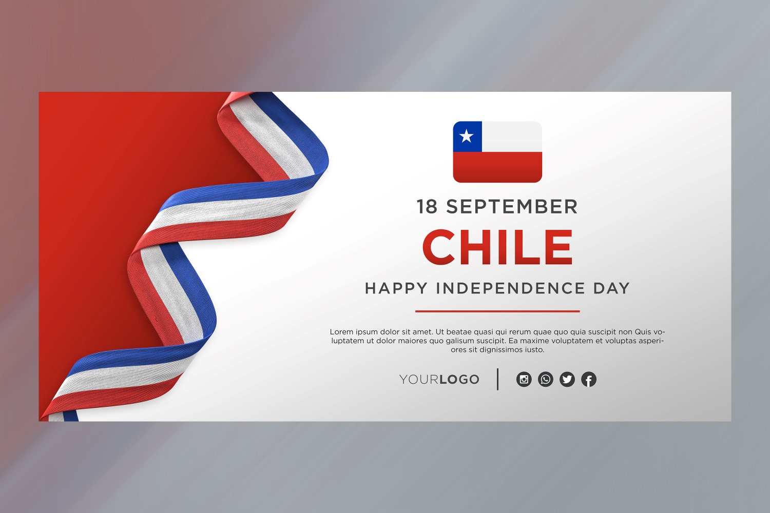 Chile National Independence Day Celebration Banner, National Anniversary