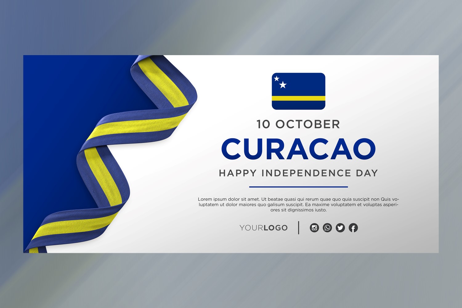 Curacao National Independence Day Celebration Banner, National Anniversary