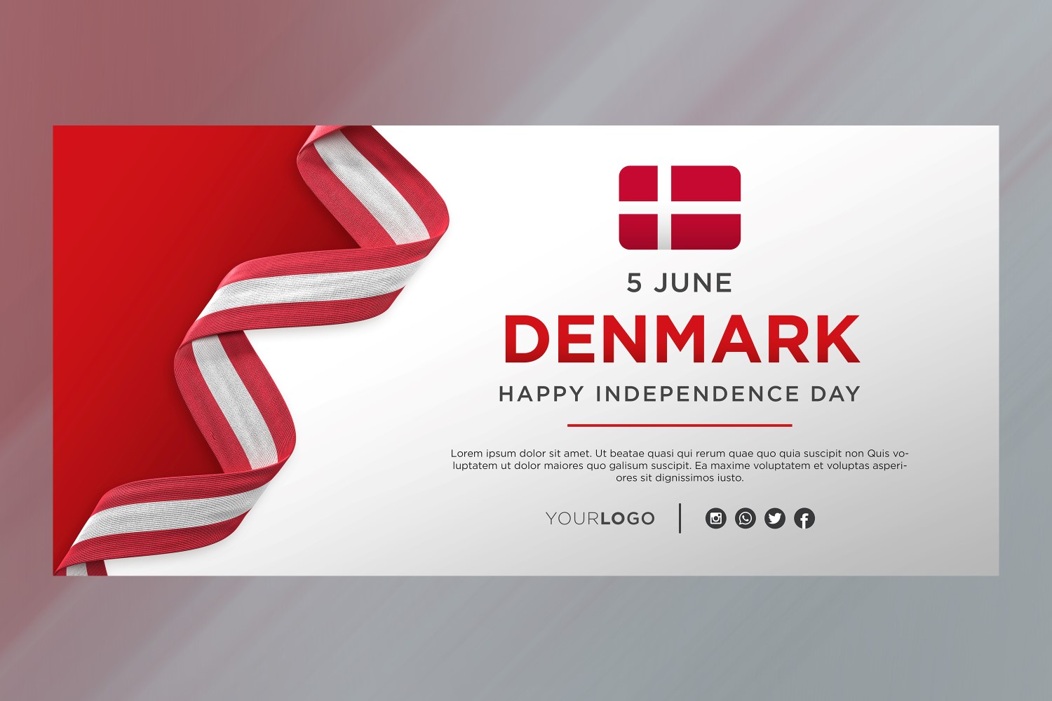 Denmark National Independence Day Celebration Banner, National Anniversary