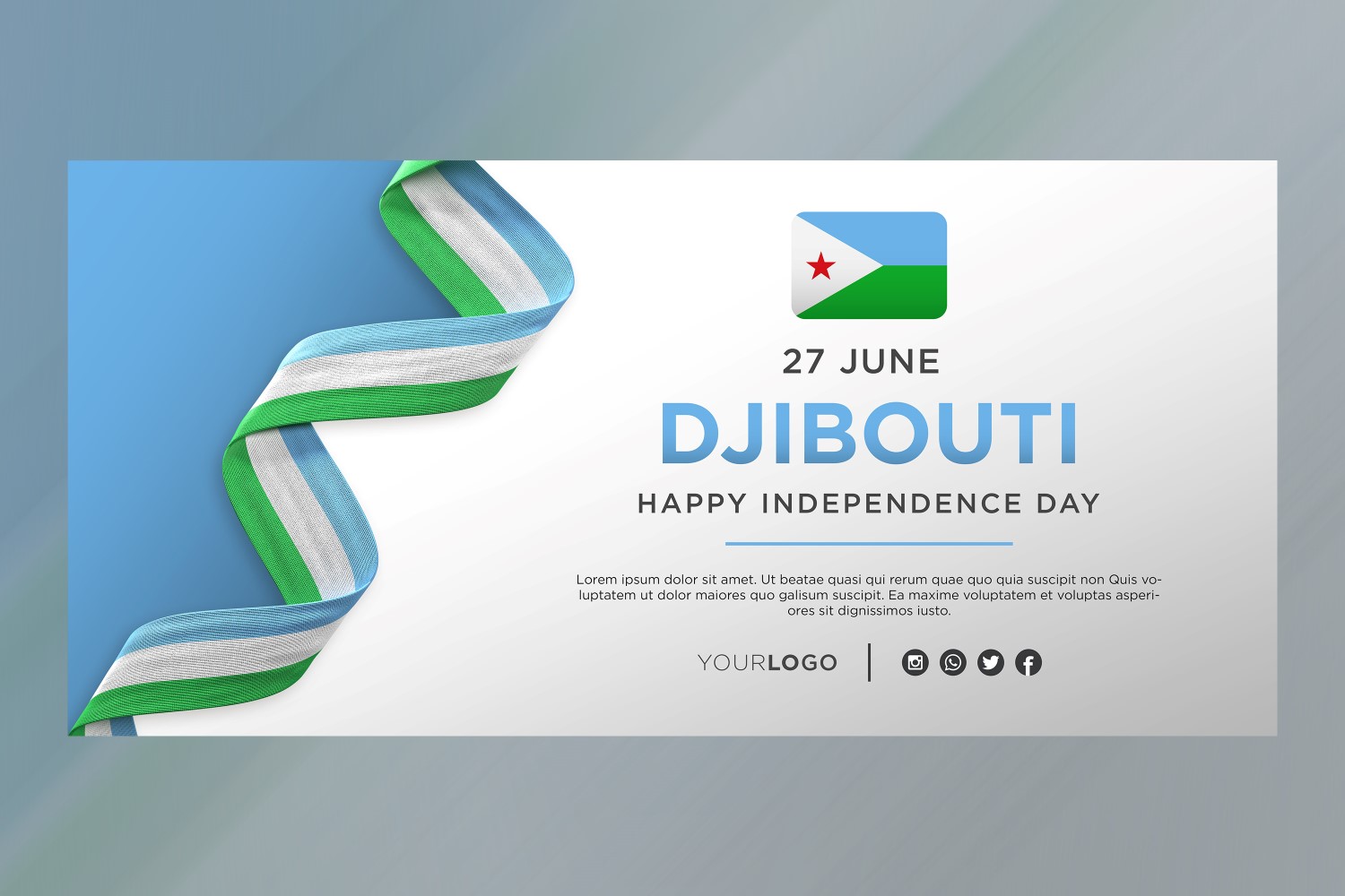 Djibouti National Independence Day Celebration Banner, National Anniversary