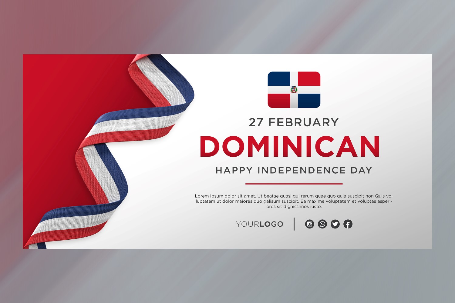 Dominican Republic National Independence Day Celebration Banner, National Anniversary