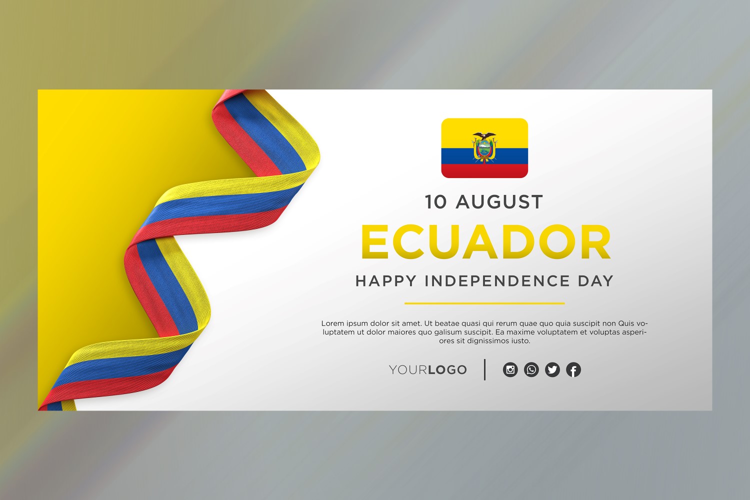 Ecuador National Independence Day Celebration Banner, National Anniversary