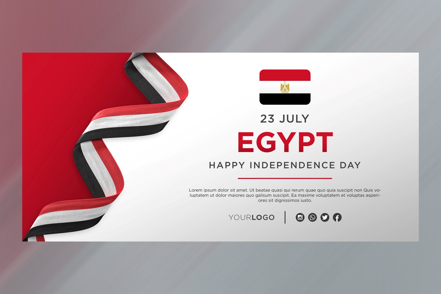 Egypt National Independence Day Celebration Banner, National Anniversary