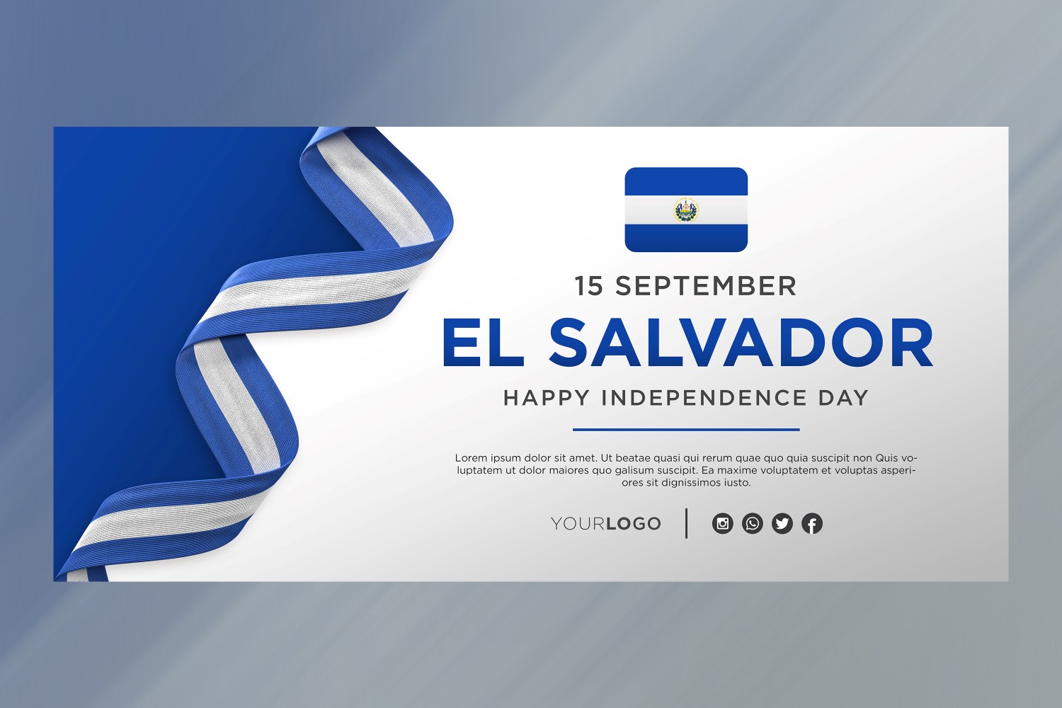 El Salvador National Independence Day Celebration Banner, National Anniversary