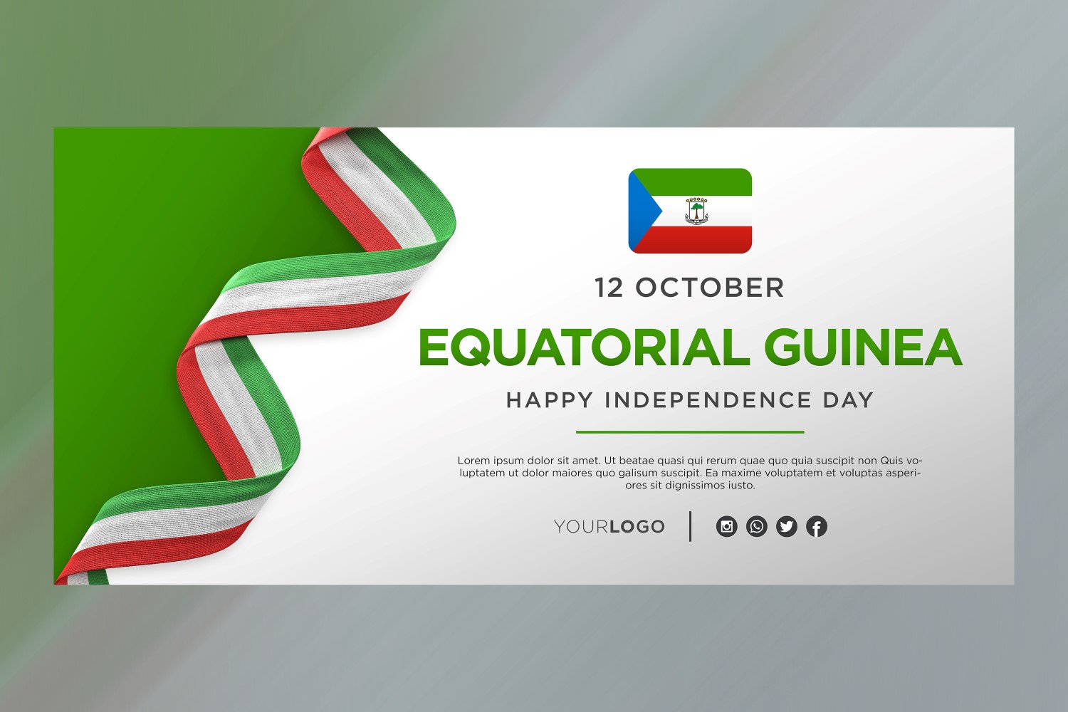 Equatorial Guinea National Independence Day Celebration Banner, National Anniversary