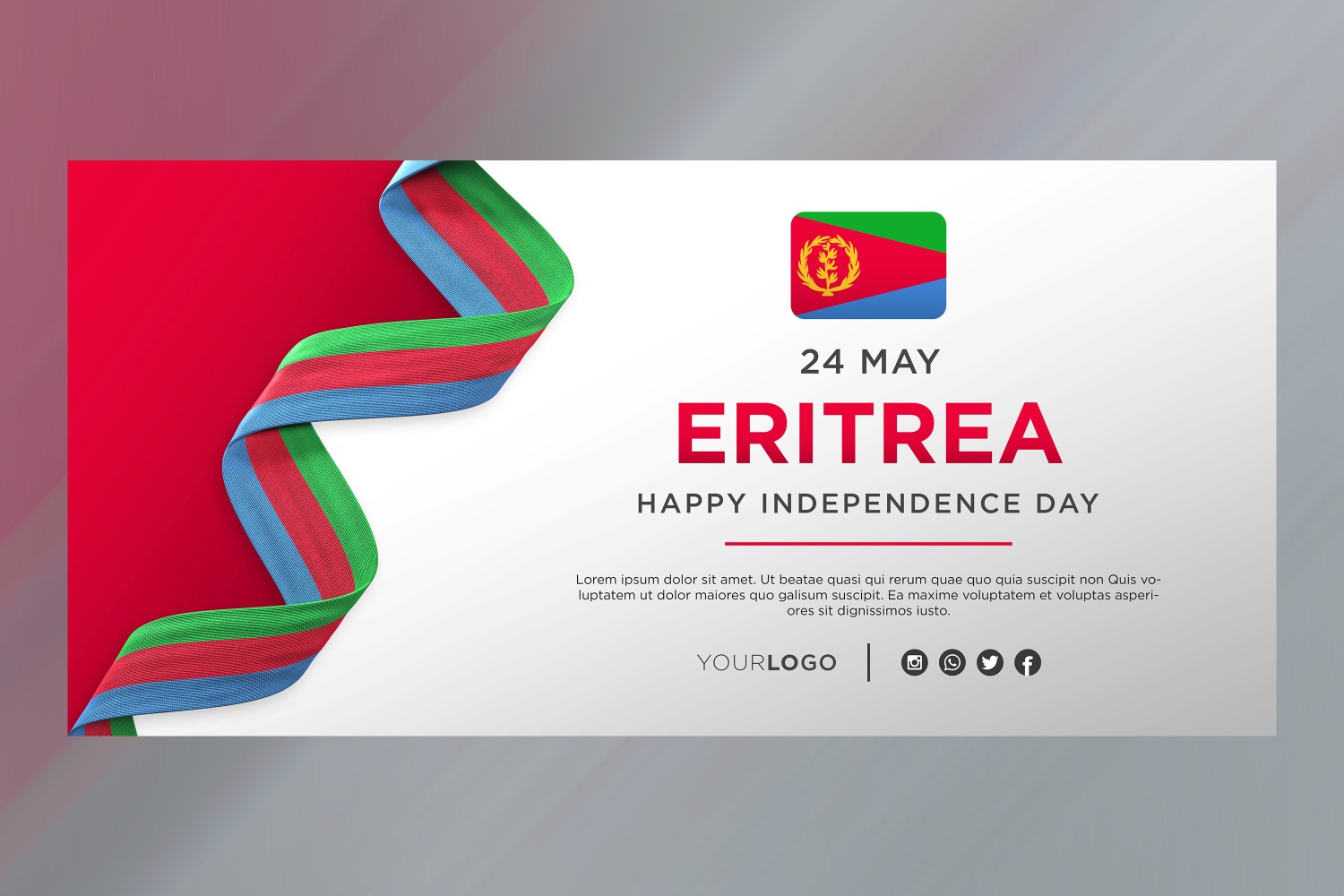 Eritrea National Independence Day Celebration Banner, National Anniversary