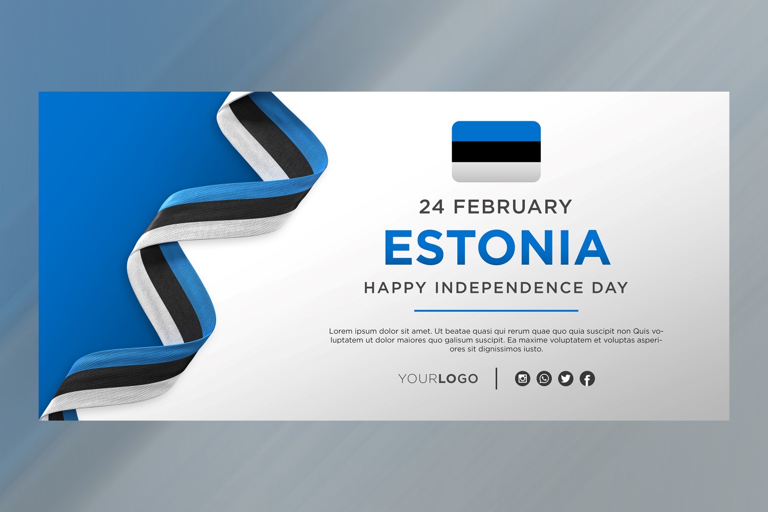 Estonia National Independence Day Celebration Banner, National Anniversary