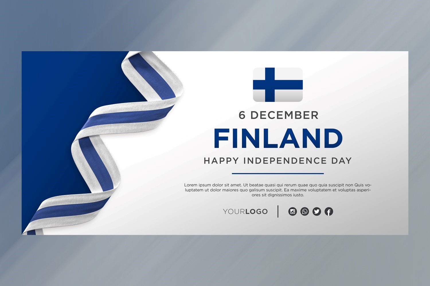 Finland National Independence Day Celebration Banner, National Anniversary