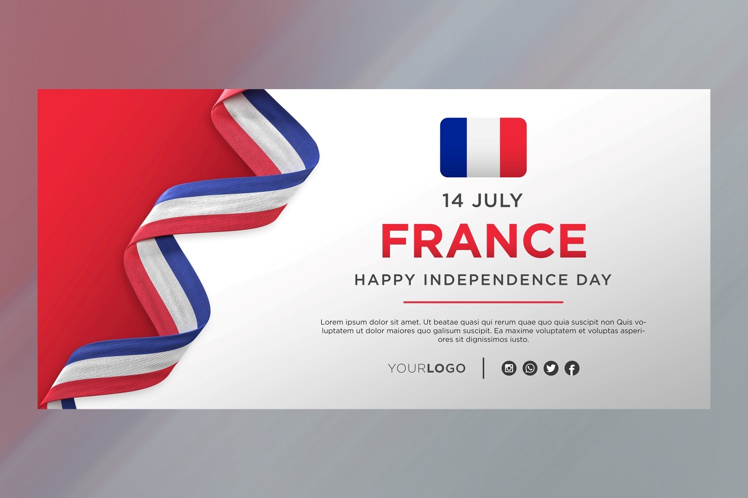 France National Independence Day Celebration Banner, National Anniversary