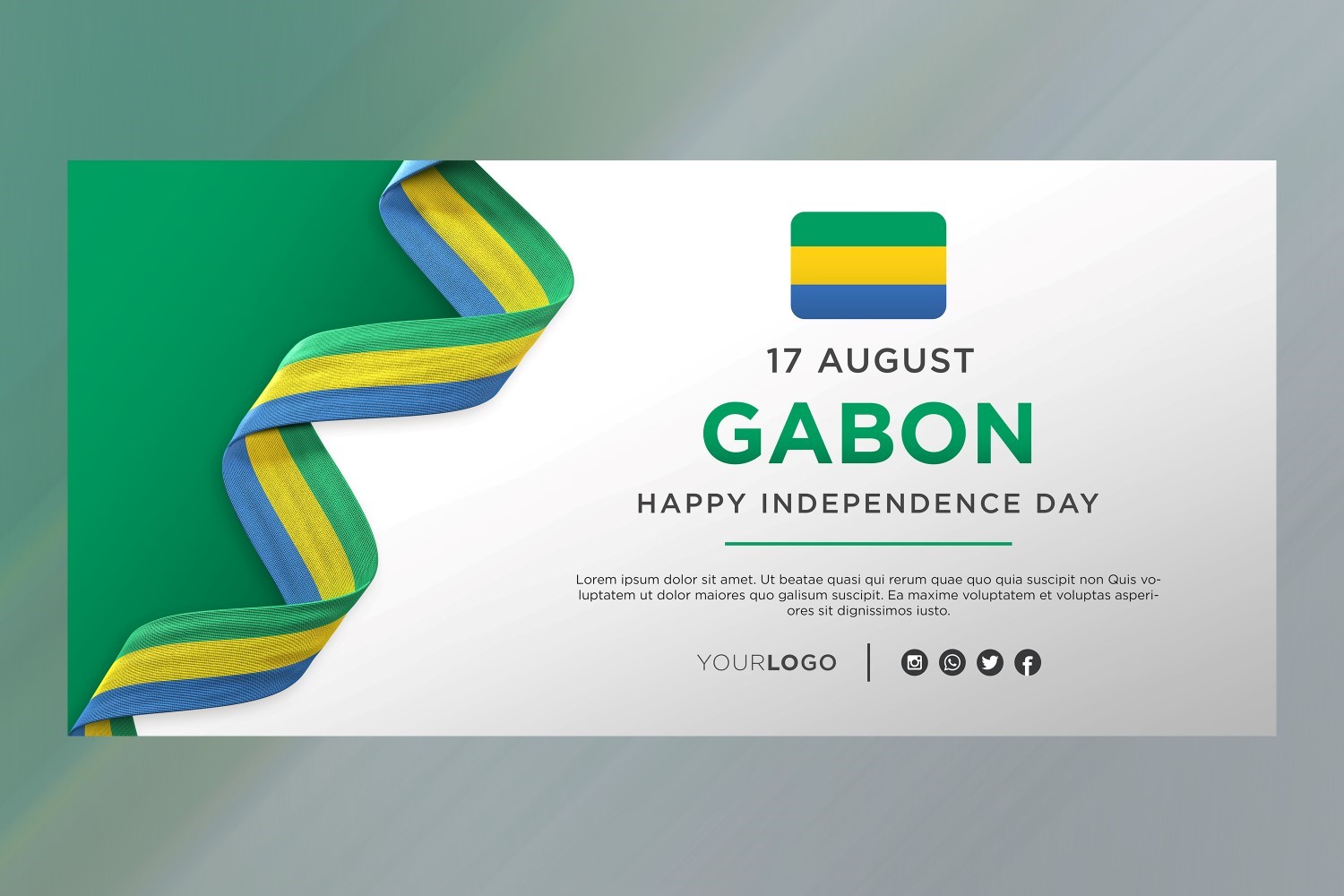 Gabon National Independence Day Celebration Banner, National Anniversary