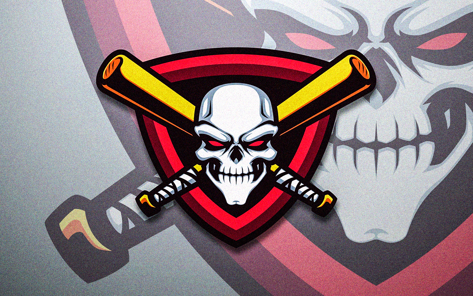 Double Bat Skull Baseball Mascot
