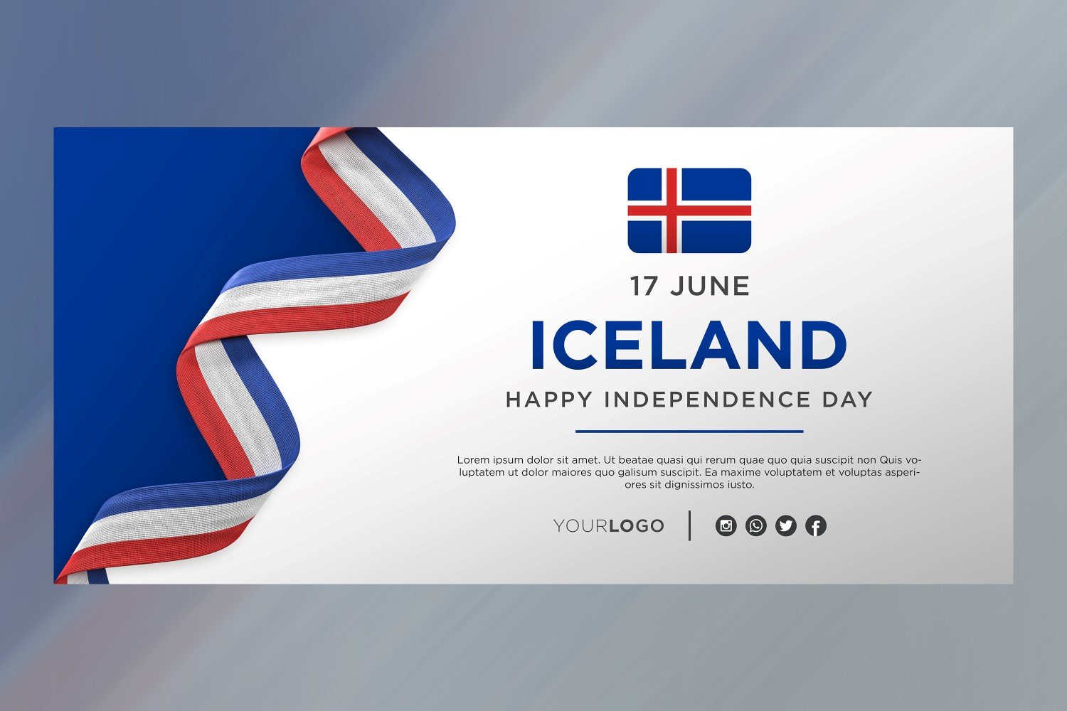 Iceland National Independence Day Celebration Banner, National Anniversary