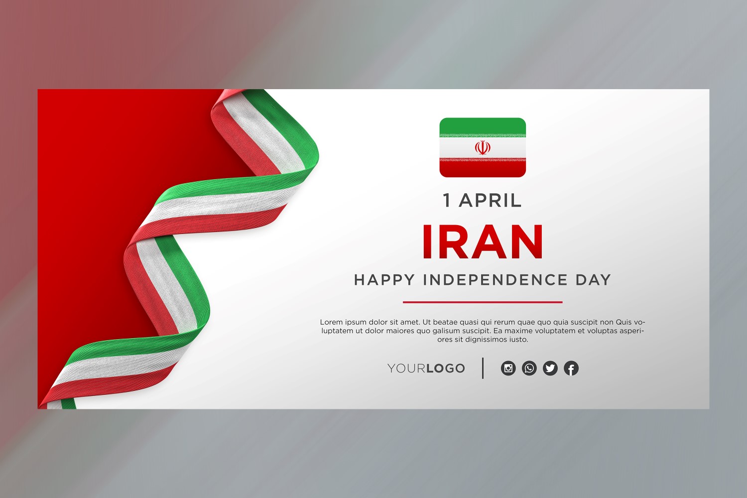 Iran National Independence Day Celebration Banner, National Anniversary