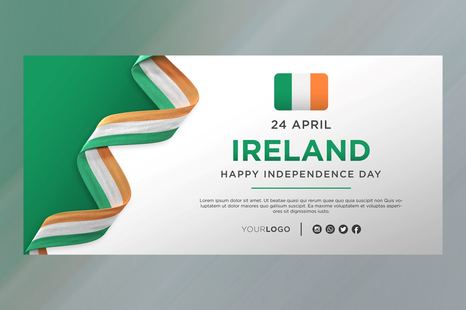 Ireland National Independence Day Celebration Banner, National Anniversary