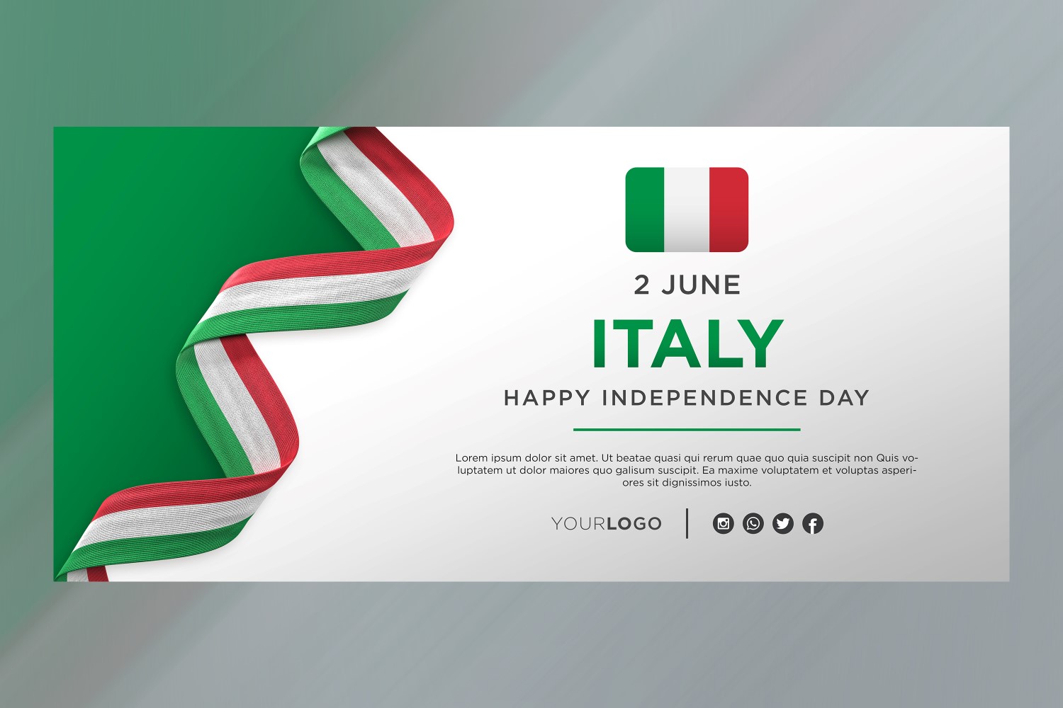 Italy National Independence Day Celebration Banner, National Anniversary