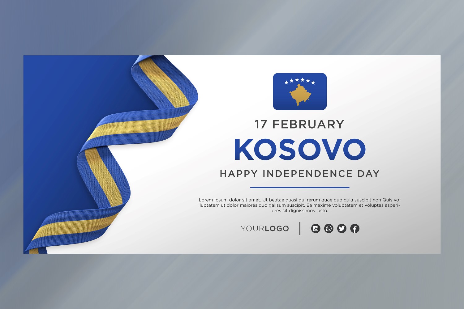 Kosovo National Independence Day Celebration Banner, National Anniversary