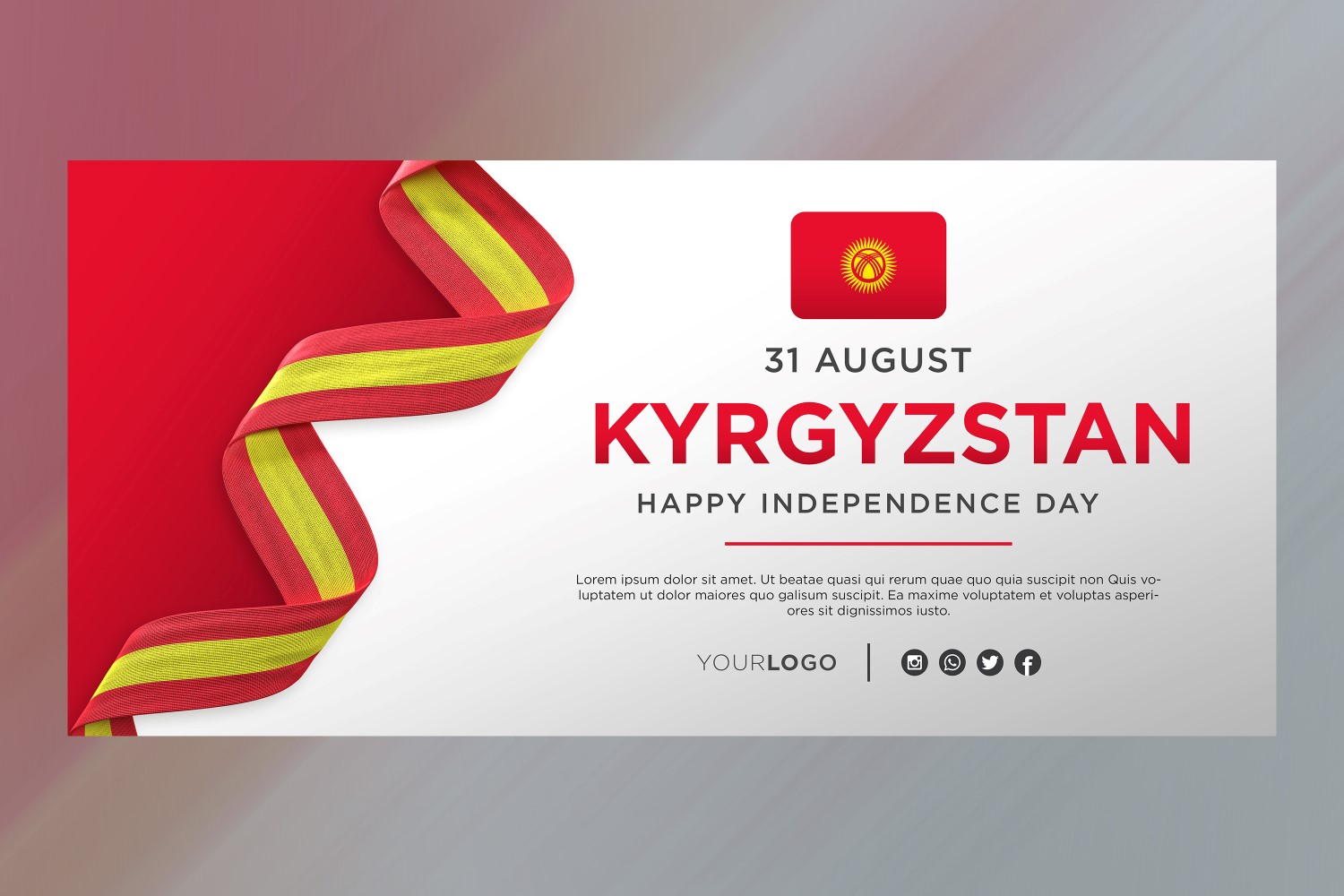 Kyrgyzstan National Independence Day Celebration Banner, National Anniversary