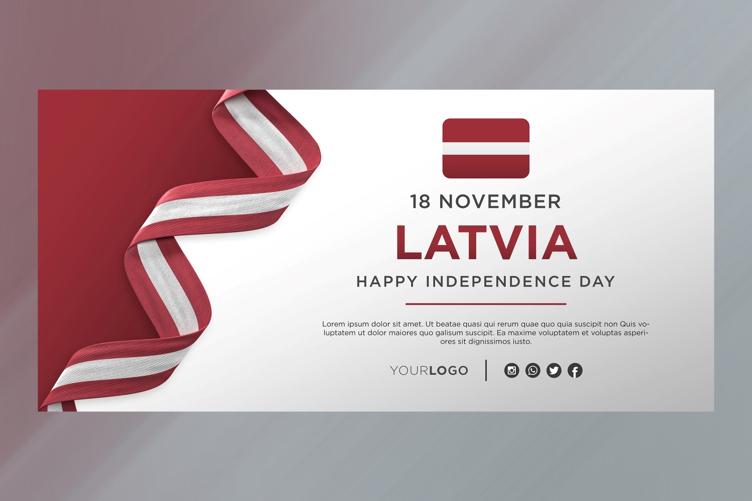 Latvia National Independence Day Celebration Banner, National Anniversary