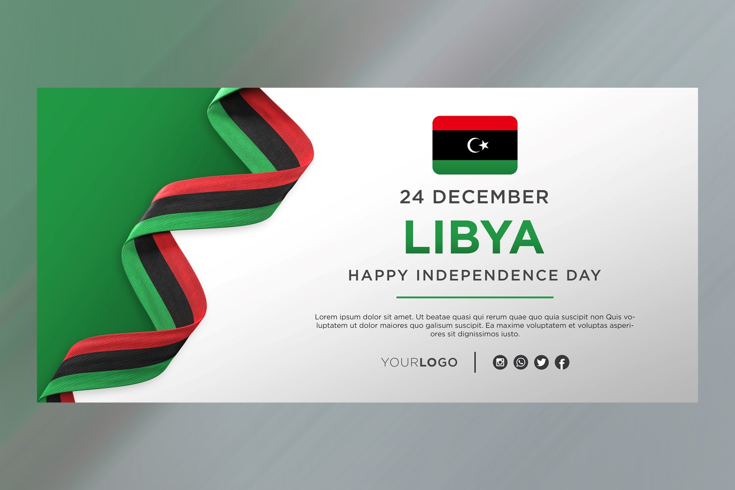 Libya National Independence Day Celebration Banner, National Anniversary