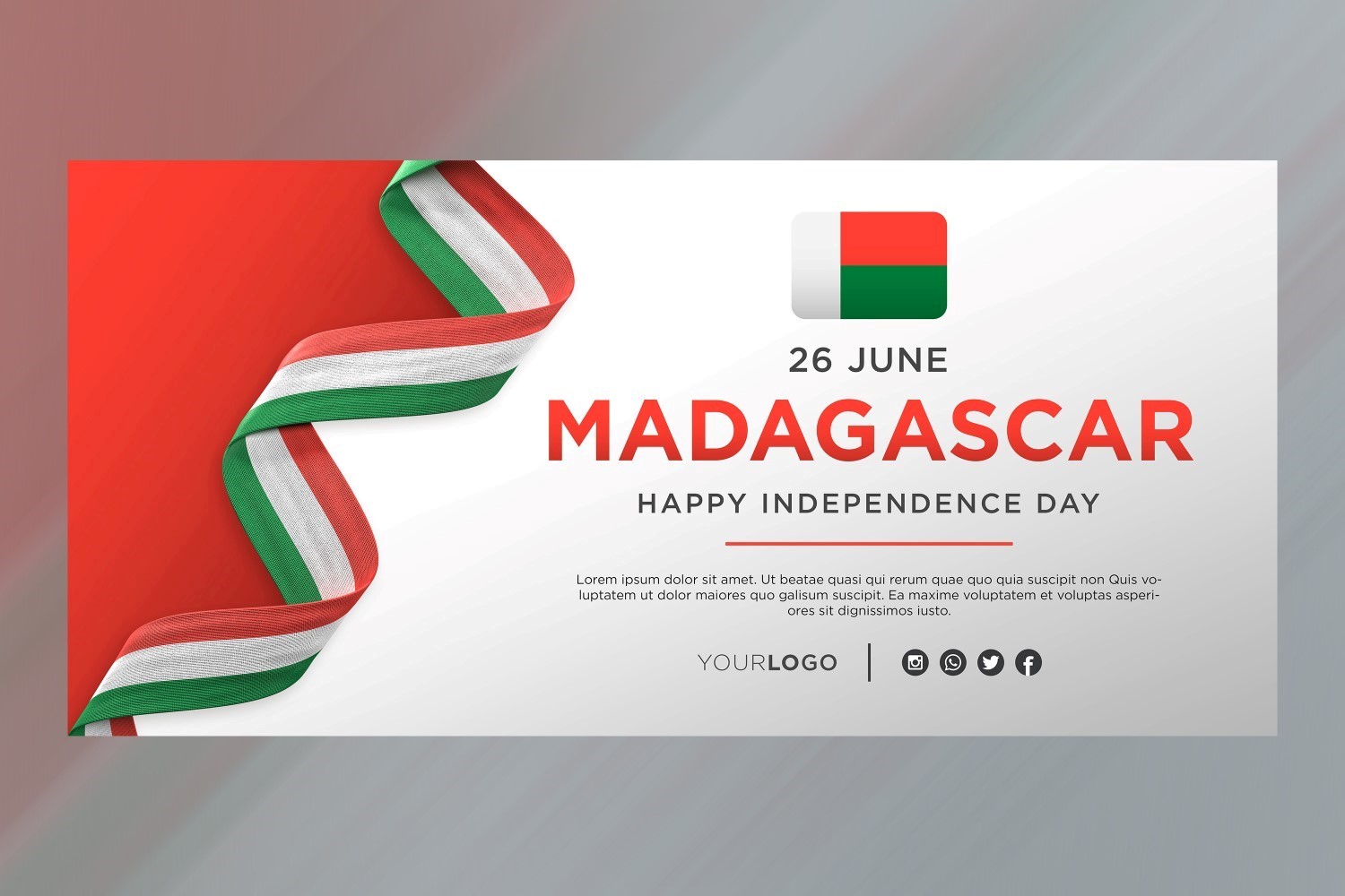 Madagascar National Independence Day Celebration Banner, National Anniversary