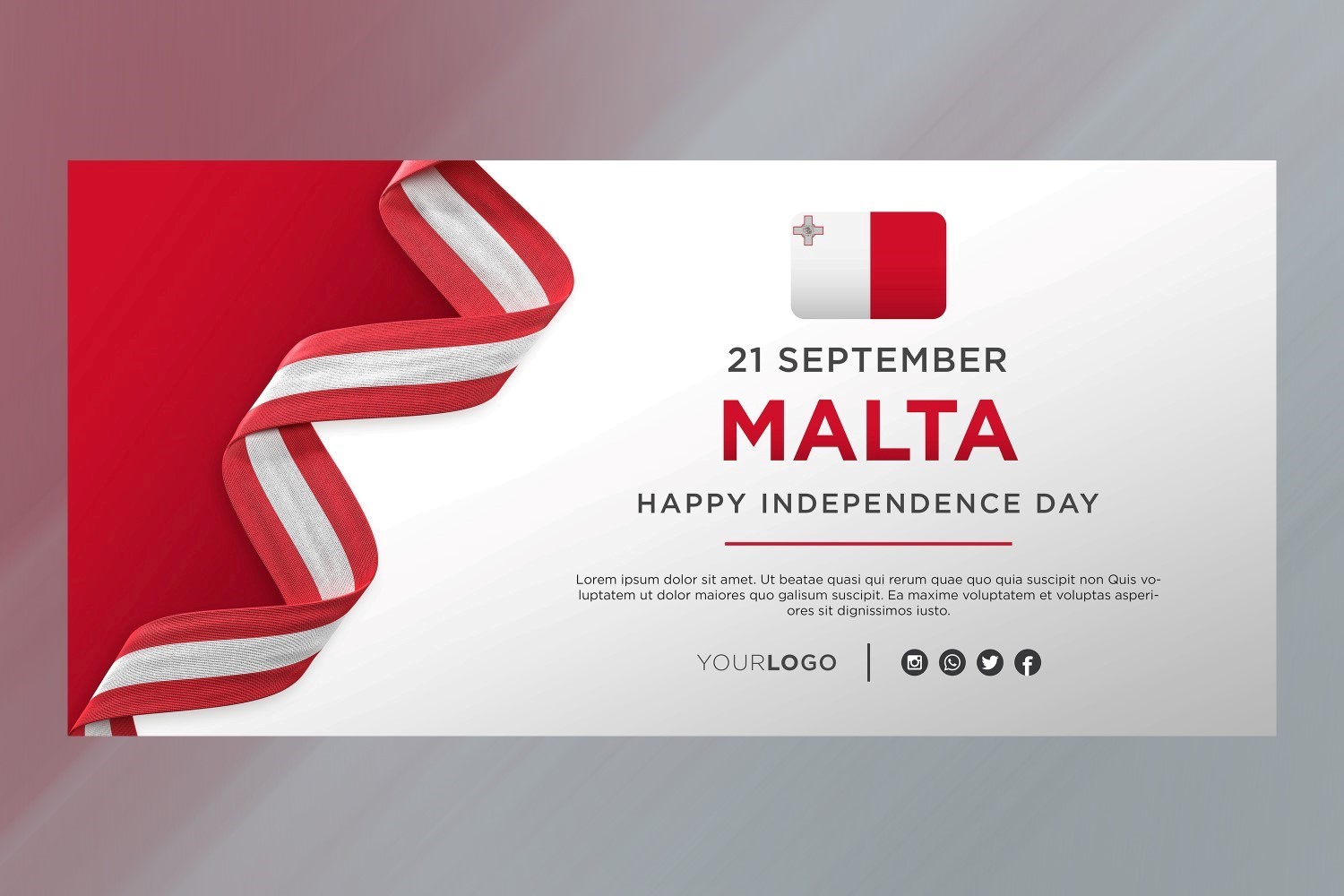 Malta National Independence Day Celebration Banner, National Anniversary
