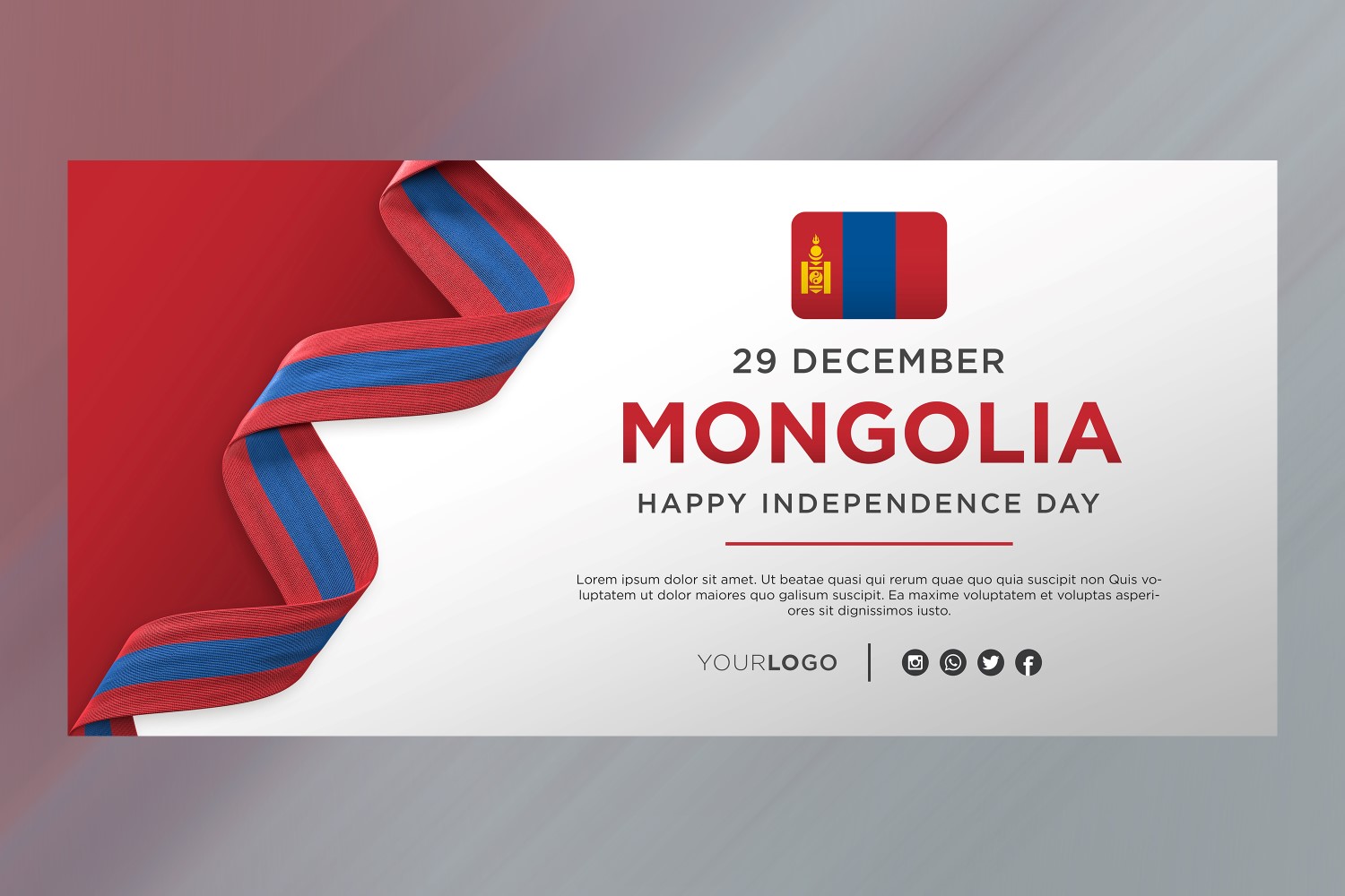 Mongolia National Independence Day Celebration Banner, National Anniversary