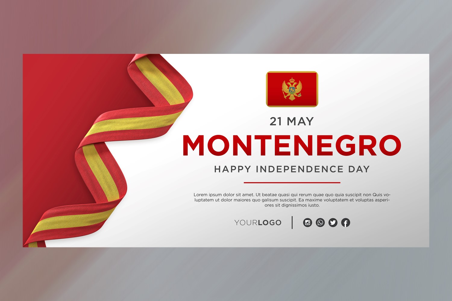 Montenegro National Independence Day Celebration Banner, National Anniversary