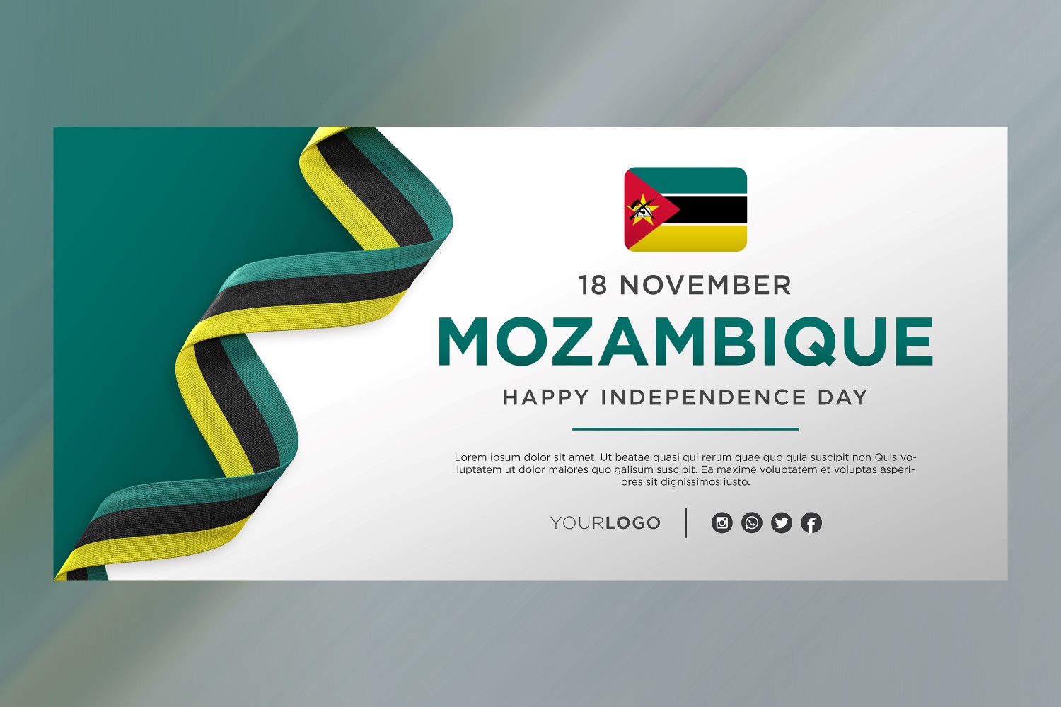 Mozambique National Independence Day Celebration Banner, National Anniversary