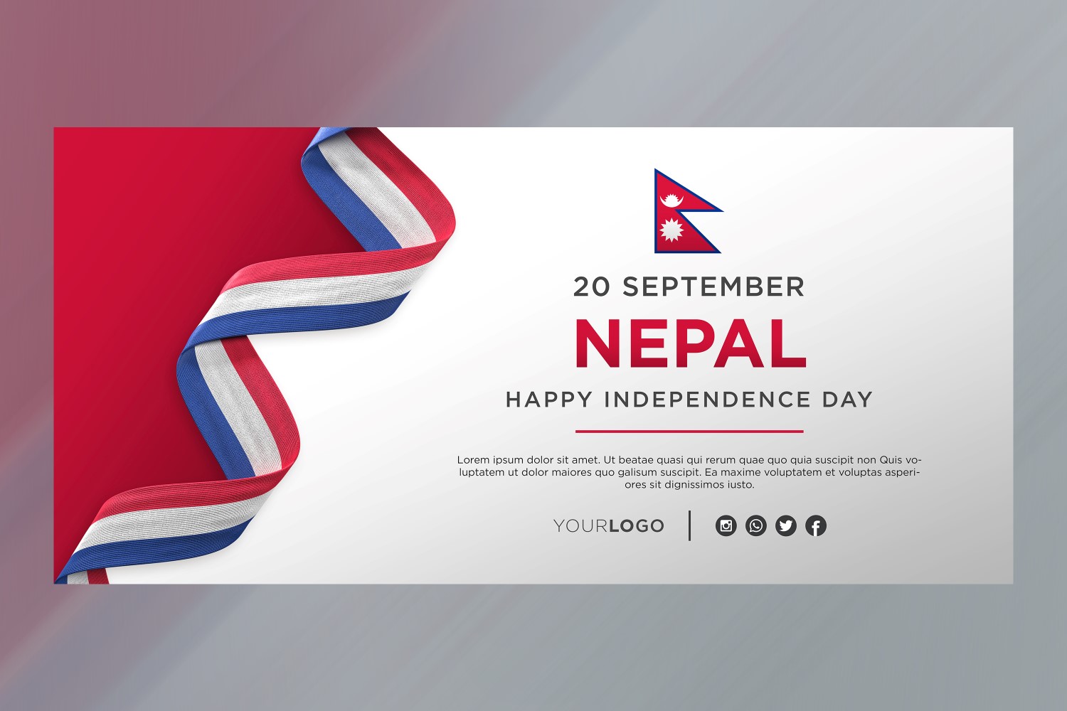 Nepal National Independence Day Celebration Banner, National Anniversary