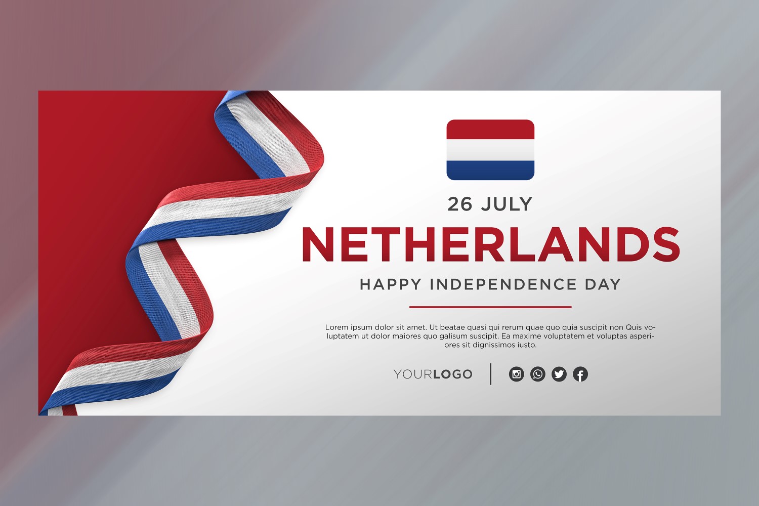 Netherlands National Independence Day Celebration Banner, National Anniversary