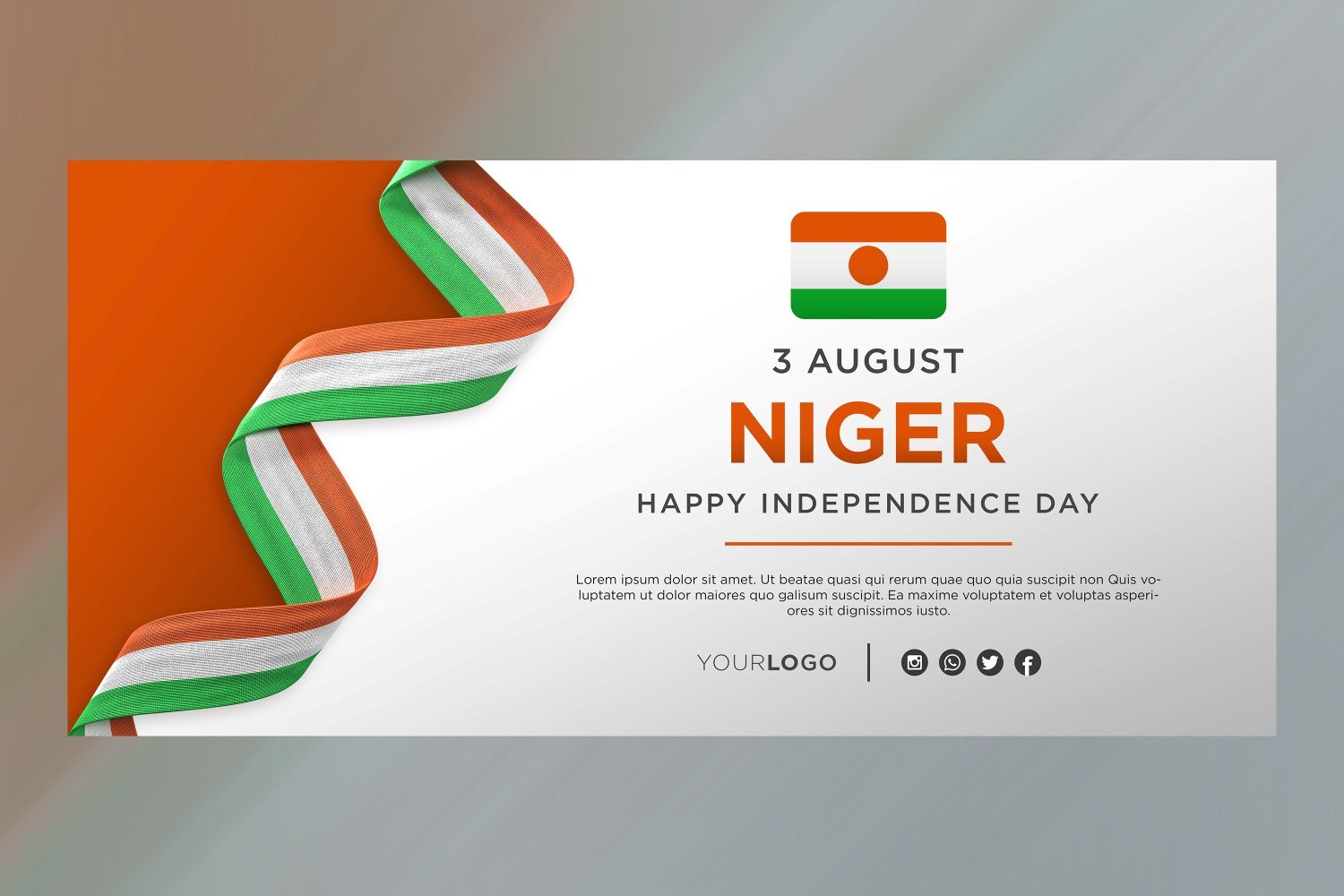 Niger National Independence Day Celebration Banner, National Anniversary