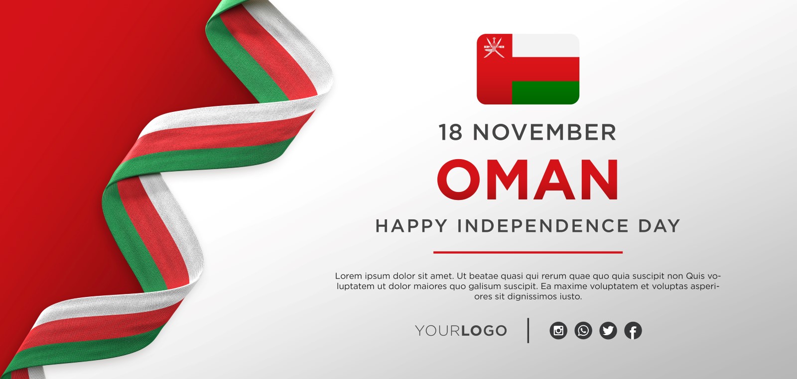 Oman National Independence Day Celebration Banner, National Anniversary