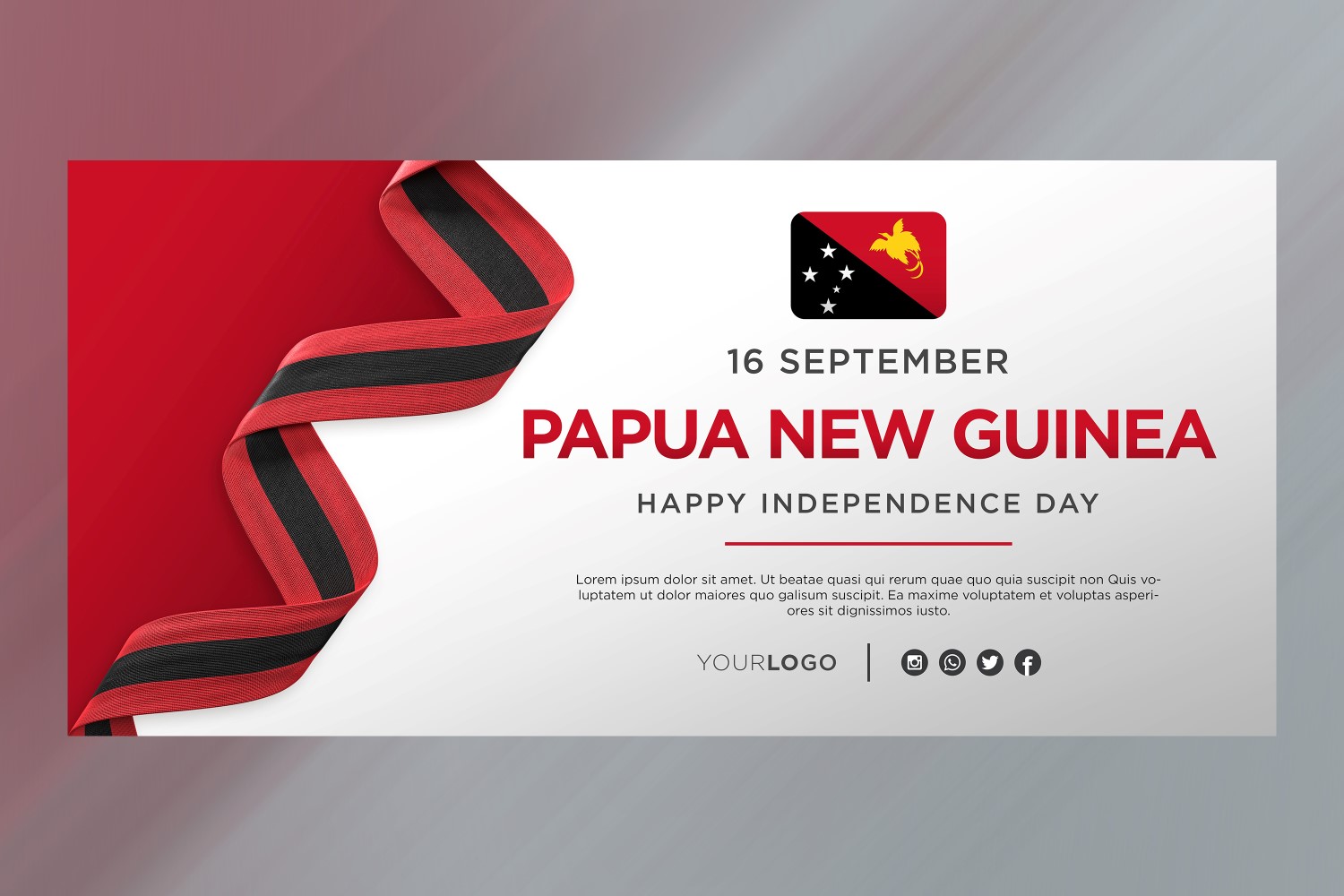 Papua New Guinea National Independence Day Celebration Banner, National Anniversary
