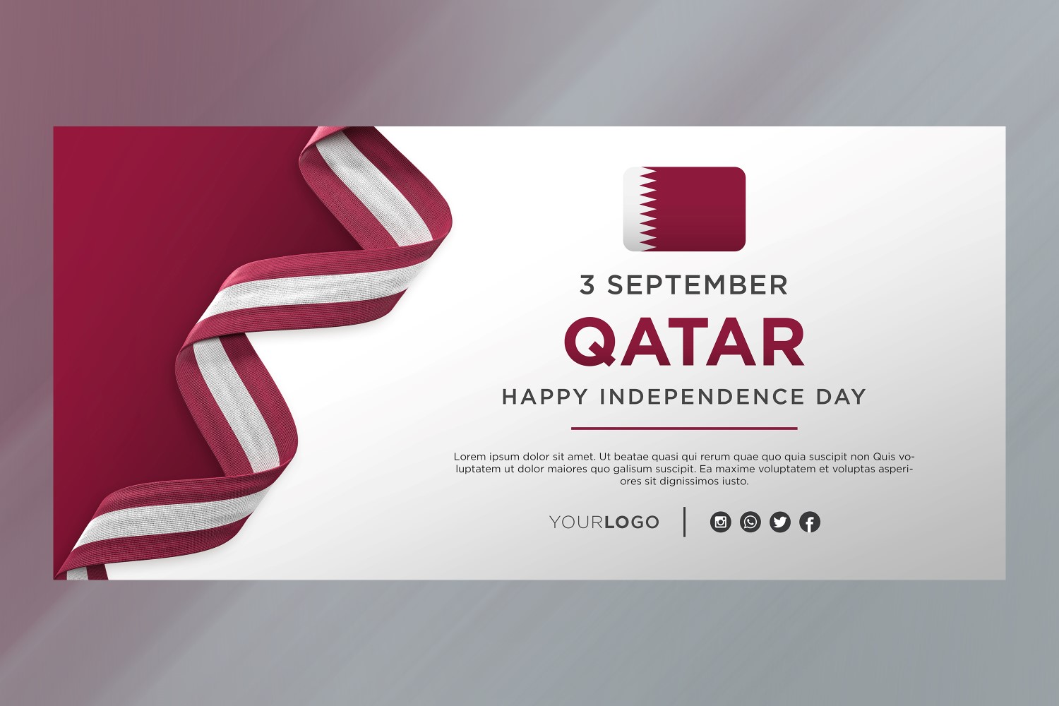 Qatar National Independence Day Celebration Banner, National Anniversary