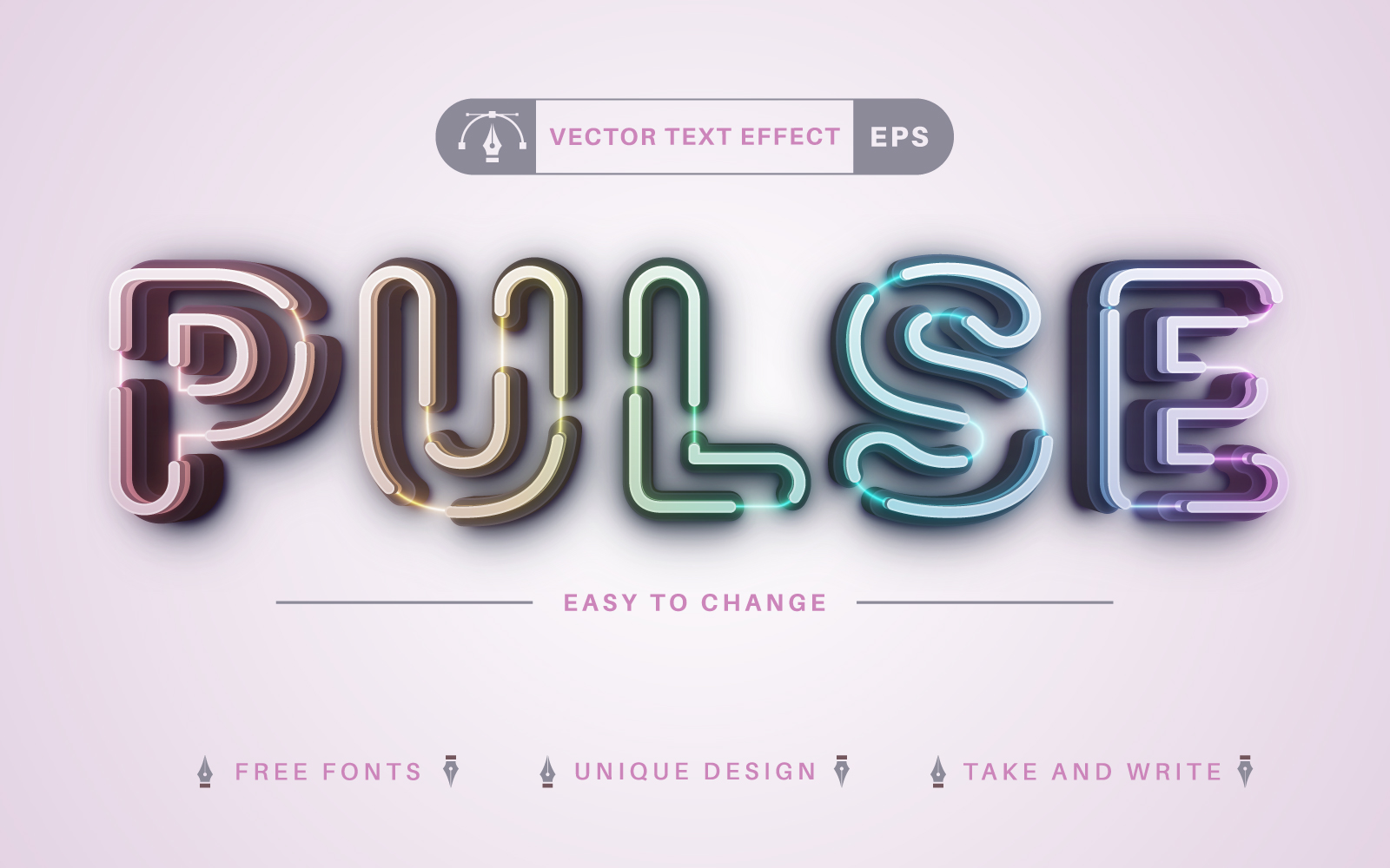 Glow Line - Editable Text Effect, Font Style
