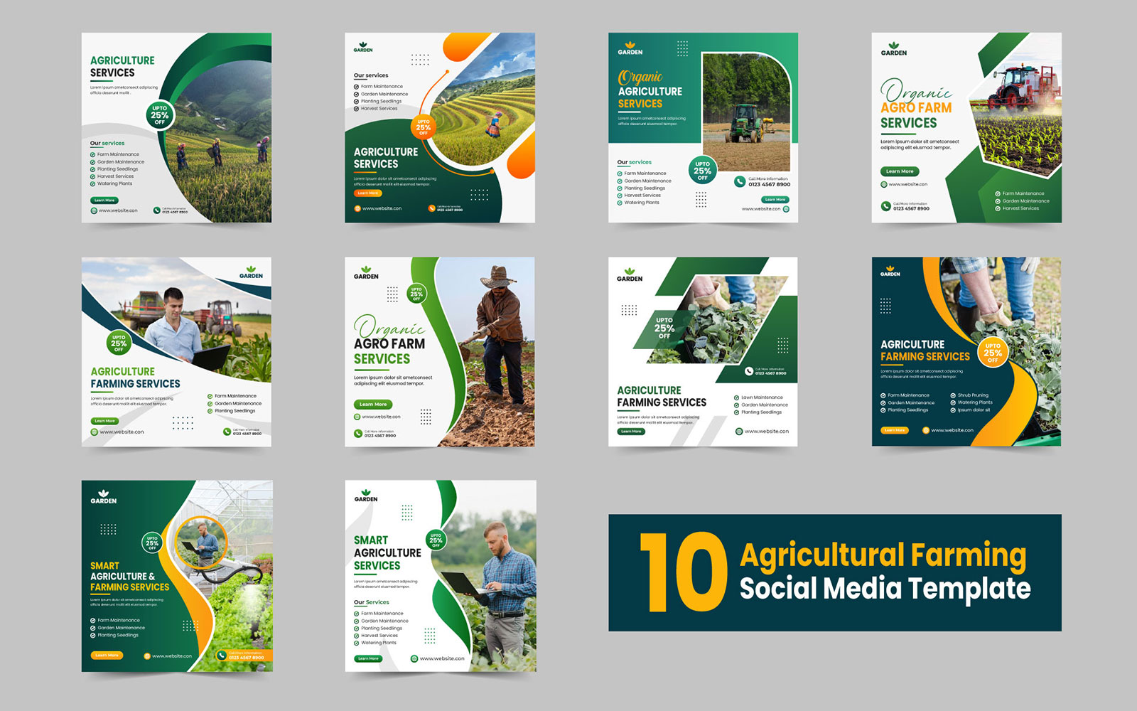 Smart agriculture farming service social media banner and Agro farm flyer template