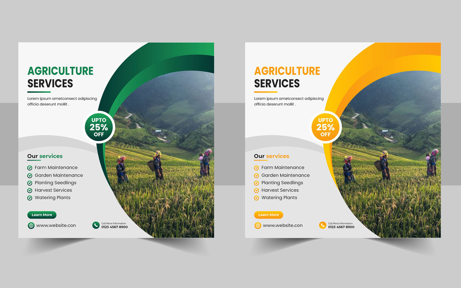 Agriculture farming service social media post banner template