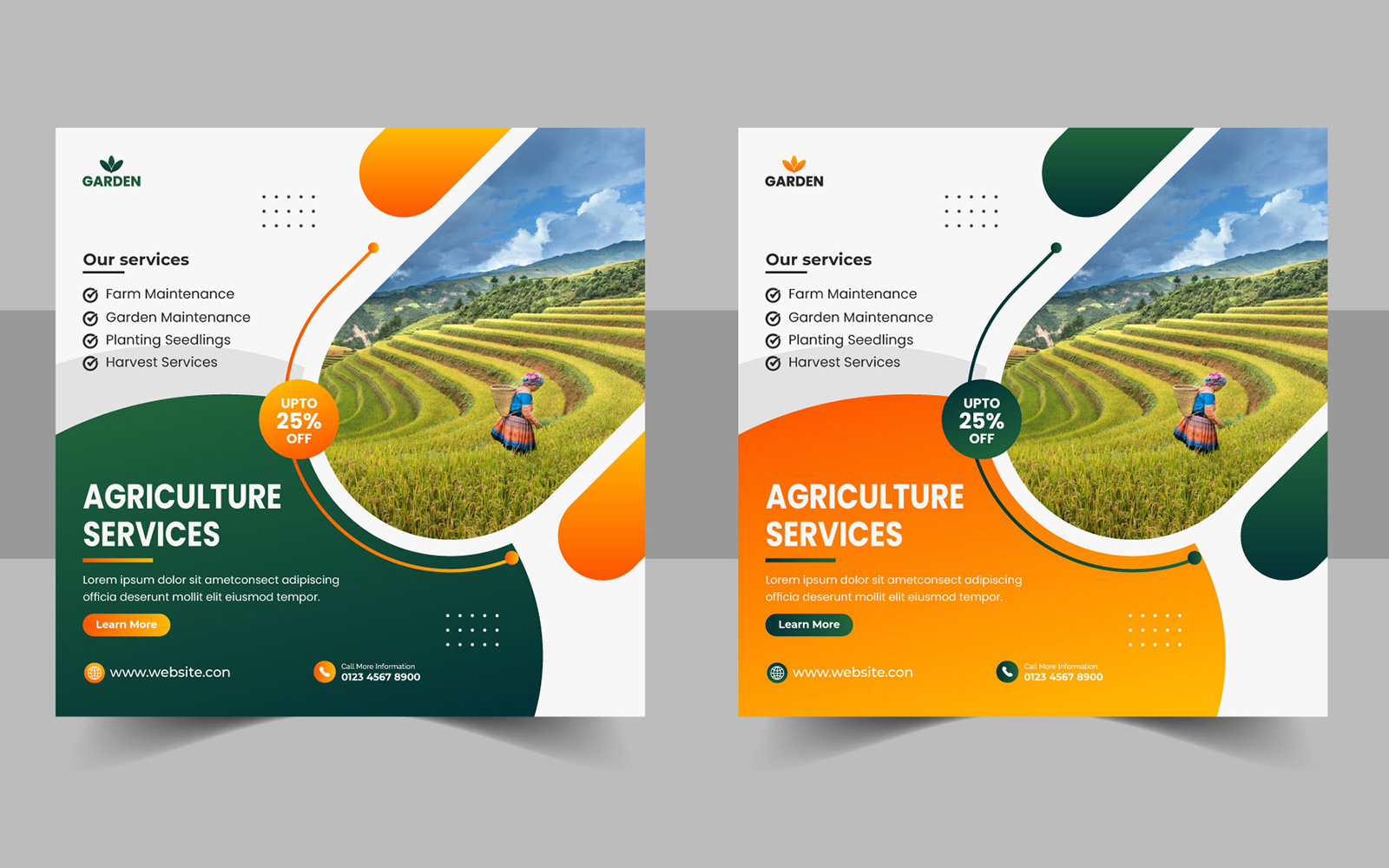 Agriculture farming service social media post banner template and Agro Flyer