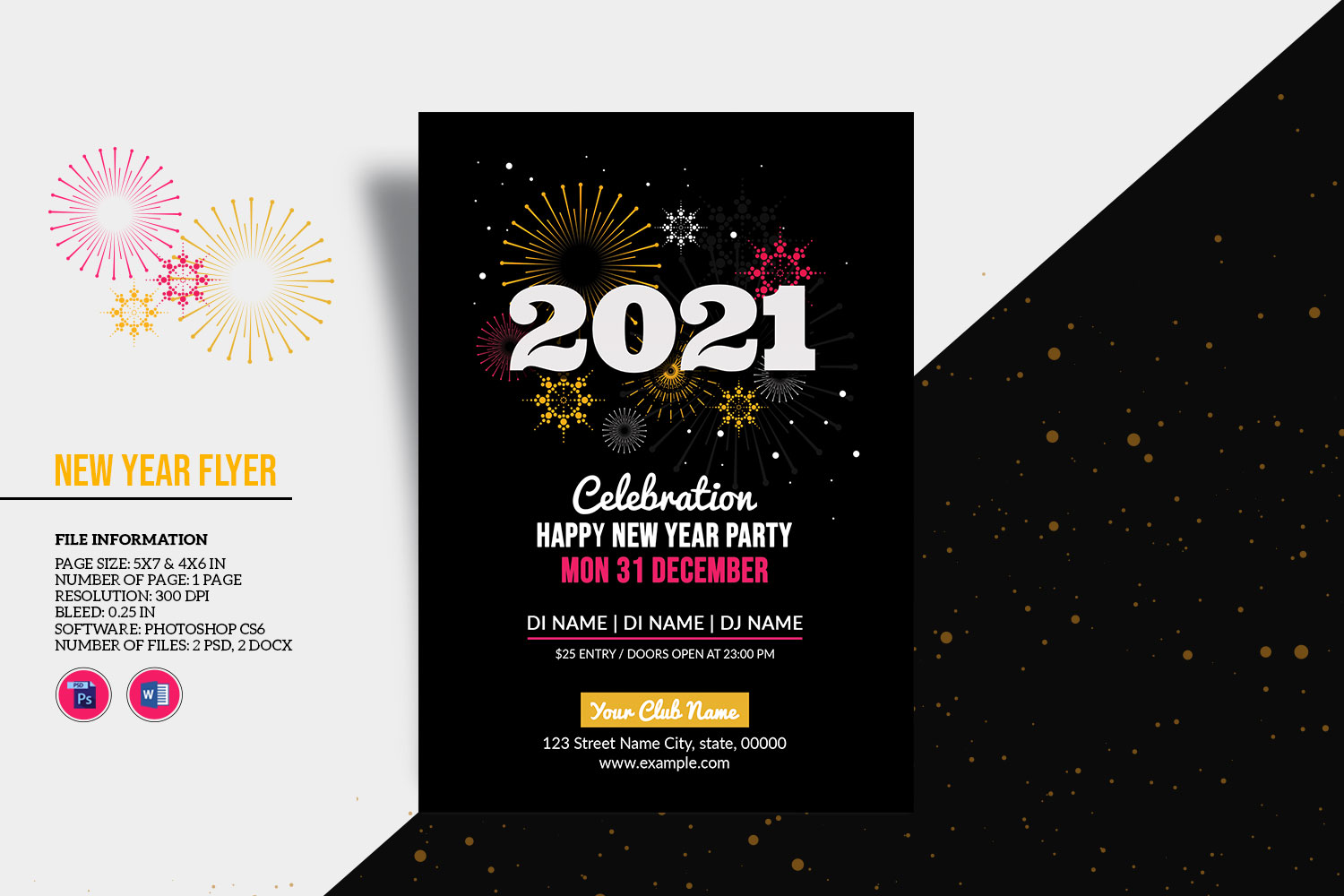 New Year Party Invitation Flyer Template