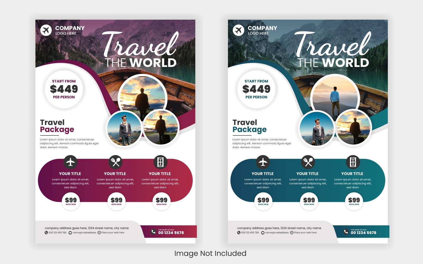 Travel holiday flyer  designs and brochure cover page template for travel agency