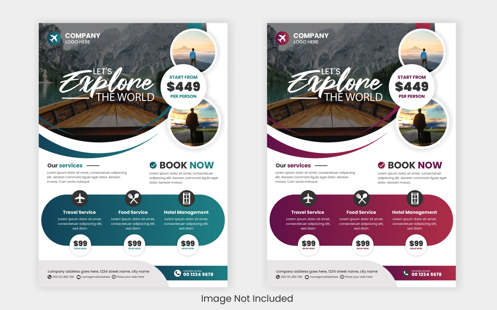 Vector travel agency flyer  designs and brochure cover page template for travel
