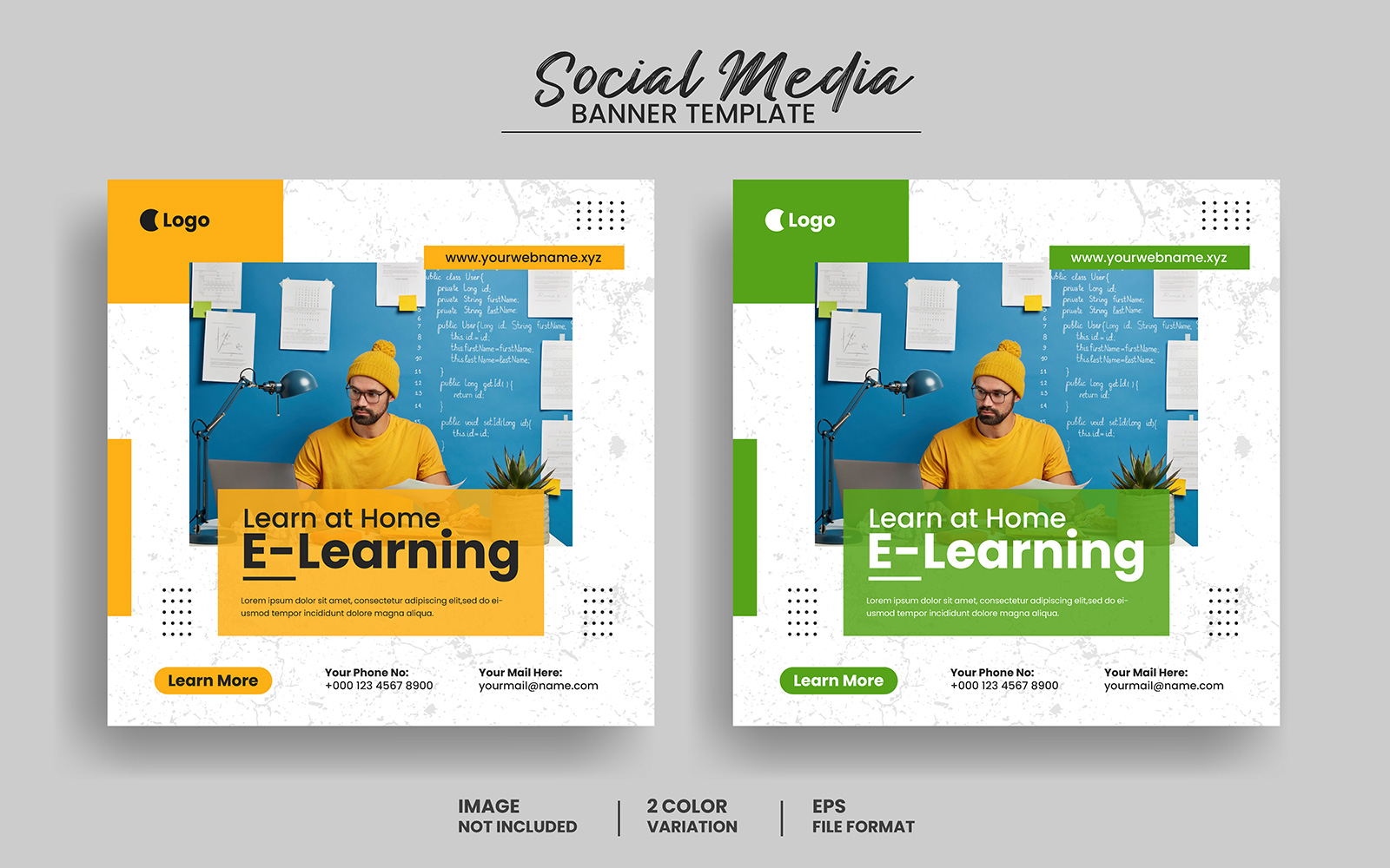 Creative education social media post banner template or online learning square flyer layout