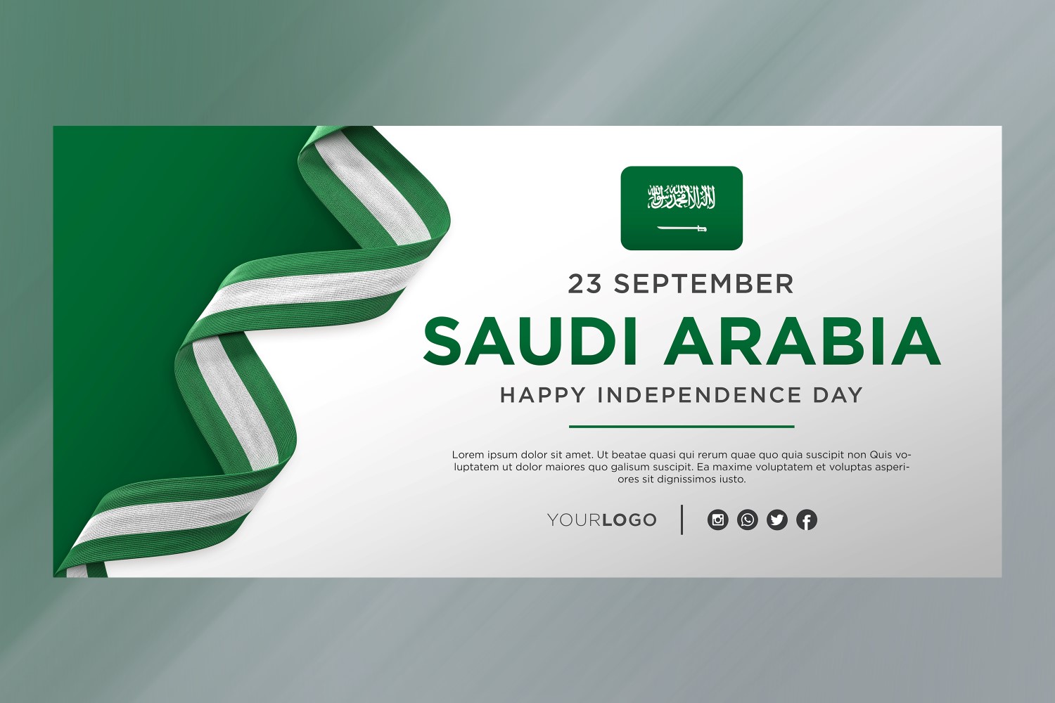 Saudi Arabia National Independence Day Celebration Banner, National Anniversary