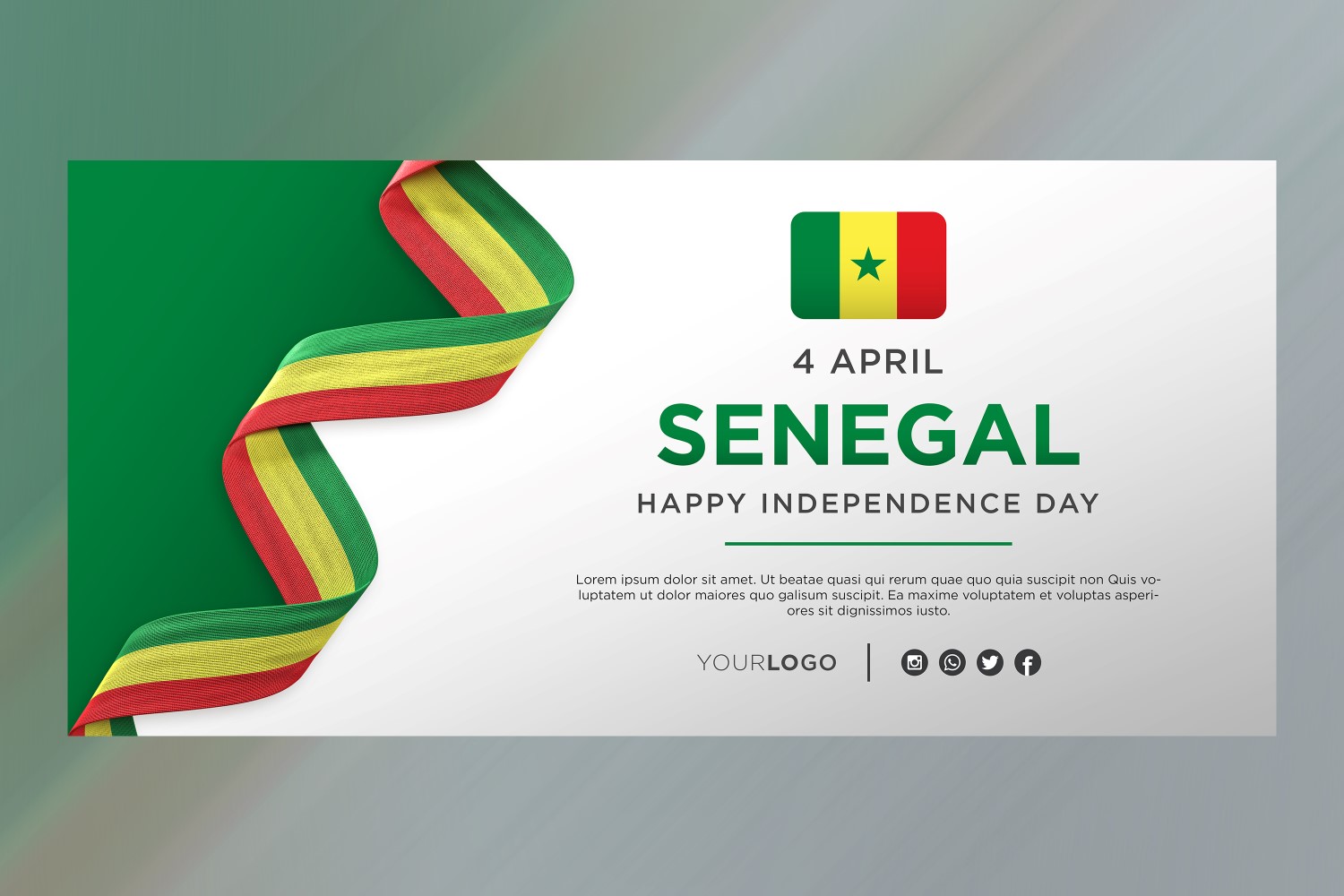 Senegal National Independence Day Celebration Banner, National Anniversary