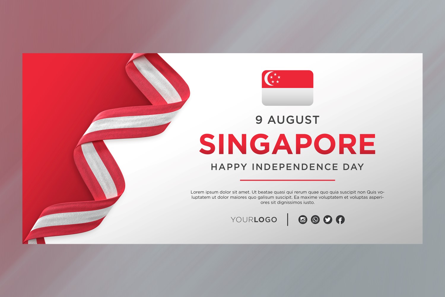 Singapore National Independence Day Celebration Banner, National Anniversary